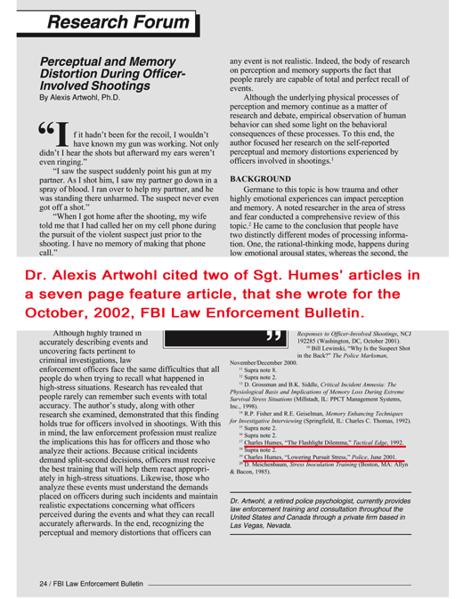 Dr artwohl FBI LE Bulletin